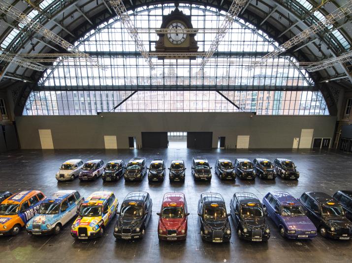 Black Cabs parked in Central Hall