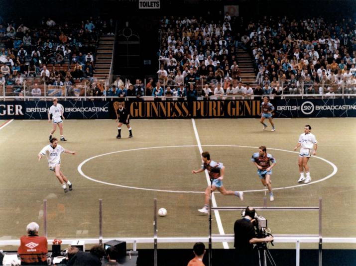 Guinness six a side championship football pitch in central hall